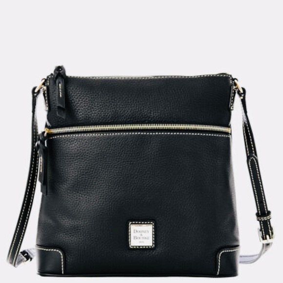 Dooney & Bourke Handbags - Like New Dooney And Bourke Pebbled Leather Letter Carrier Crossbody Bag In Black